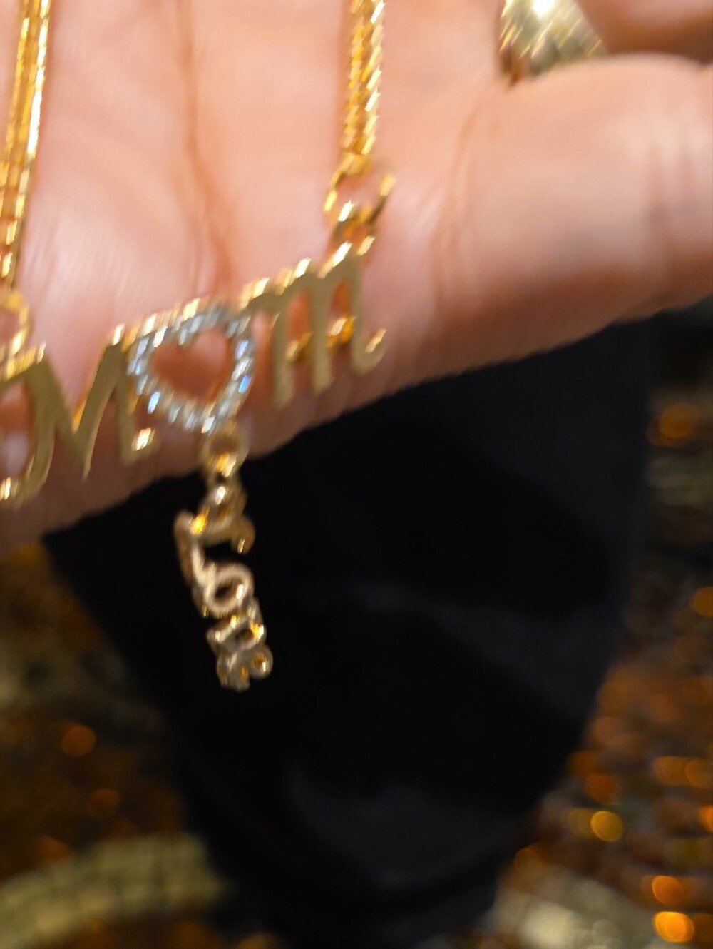 Source Unknown Gold 'Mom' Pendant Necklace with Heart and 'Love' Drop - Picture 5 of 5